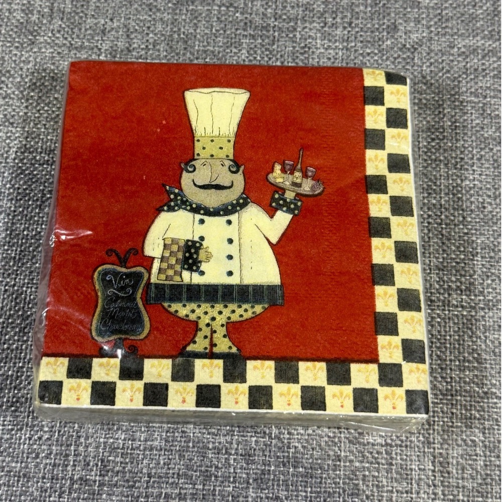 Greenbrier International Bistro Chef Wine Paper Napkins 30ct Red NEW Aesthetic